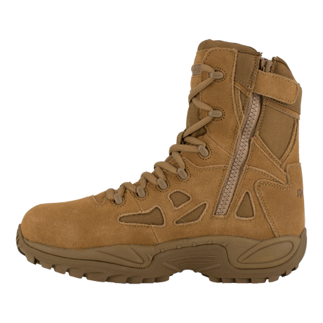 Reebok Rapid Response 8 side zip composite toe boot in coyote, side view of the inner side