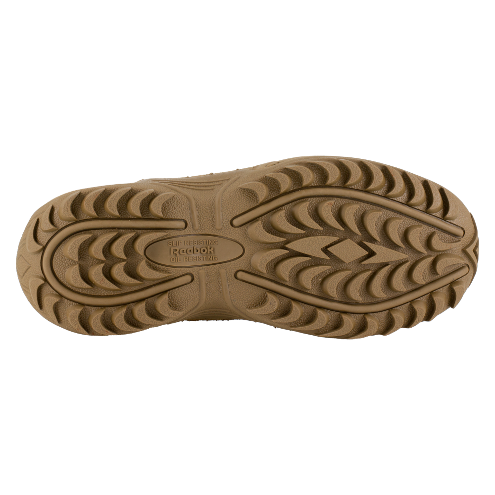 Reebok Rapid Response 8 side zip composite toe boot in coyote, view of the outsole tread from below