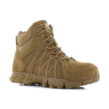 Reebok Trailgrip Tactical 6 side zip composite toe boot in coyote, angled view of the outer side