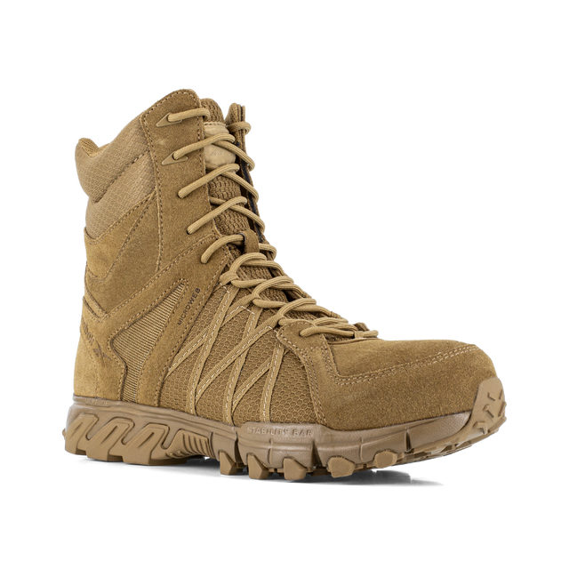 Reebok Trailgrip Tactical 8 side zip boot, angled view of the outer side