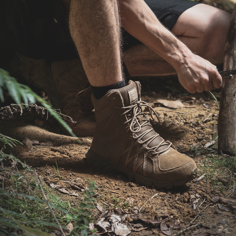 Reebok Trailgrip Tactical 8 side zip boot worn on foot