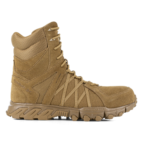Reebok Trailgrip Tactical 8 side zip boot, side view of the outer side